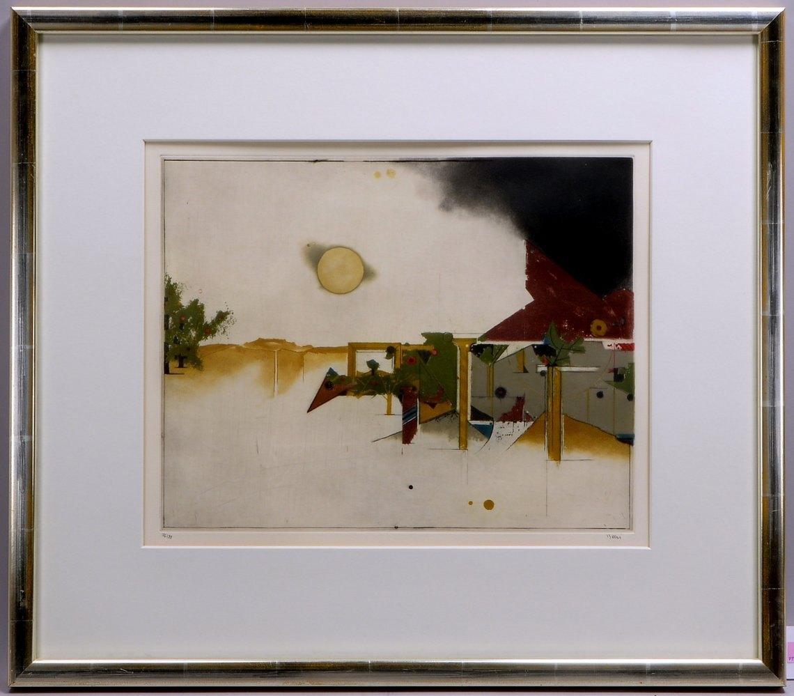Beeri, Tuvia, 'Aufgehende Sonne', Farbrad., Aufl. '76/99', sign., unter PP hinter Glas