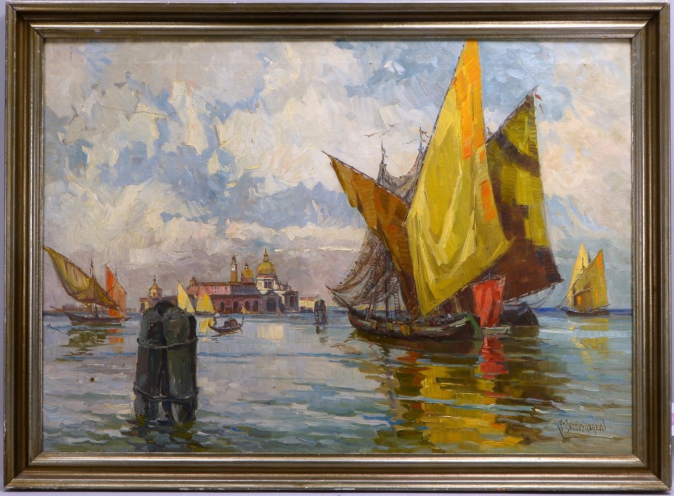 Jacobshagen, Betty, 'Fischerboote', Öl/Lw, unten re. sign.; Rahmenmaße 81 x 110 cm
