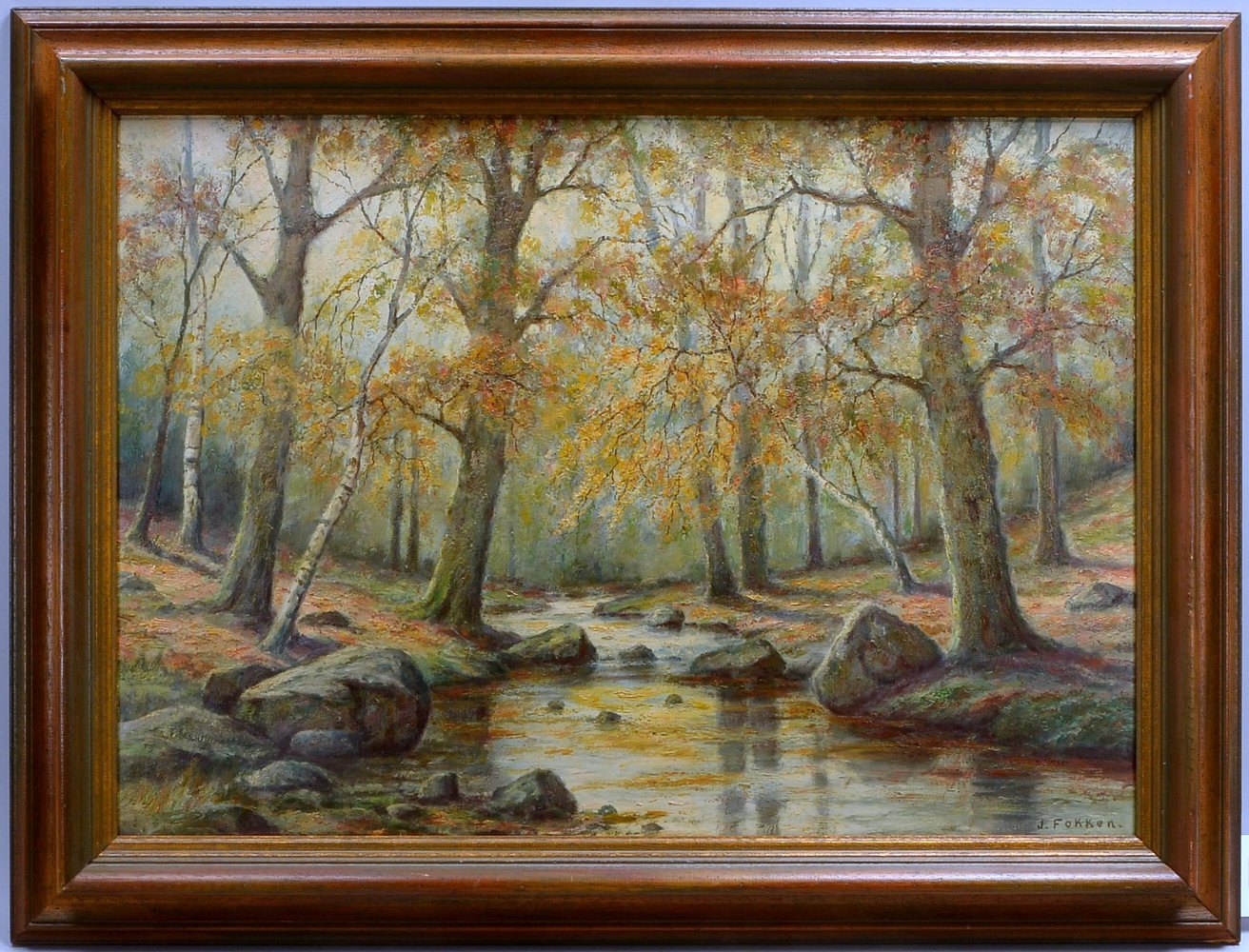Fokken, Jan, 'Herbstwald', Öl auf Platte/ger., unten rechts sign.; Rahmenmaße 63 x 83 cm