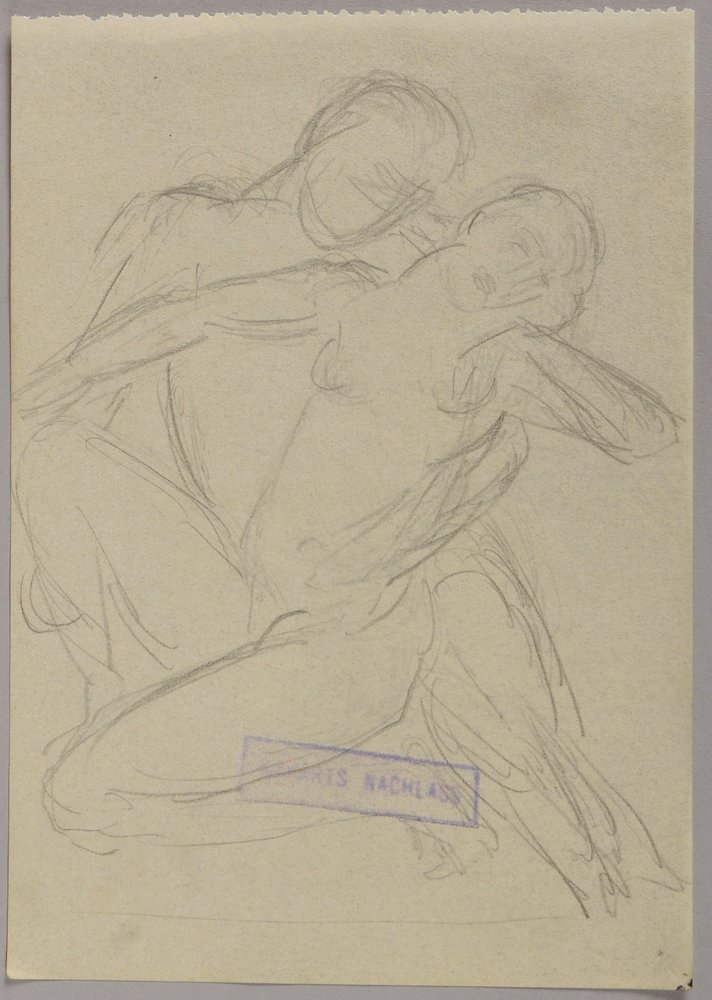 Makart, Hans, 'Liebespaar', Bleistiftzeichn., mit Nachlassstempel; Blattmaße ca. 15,5 x 11 cm