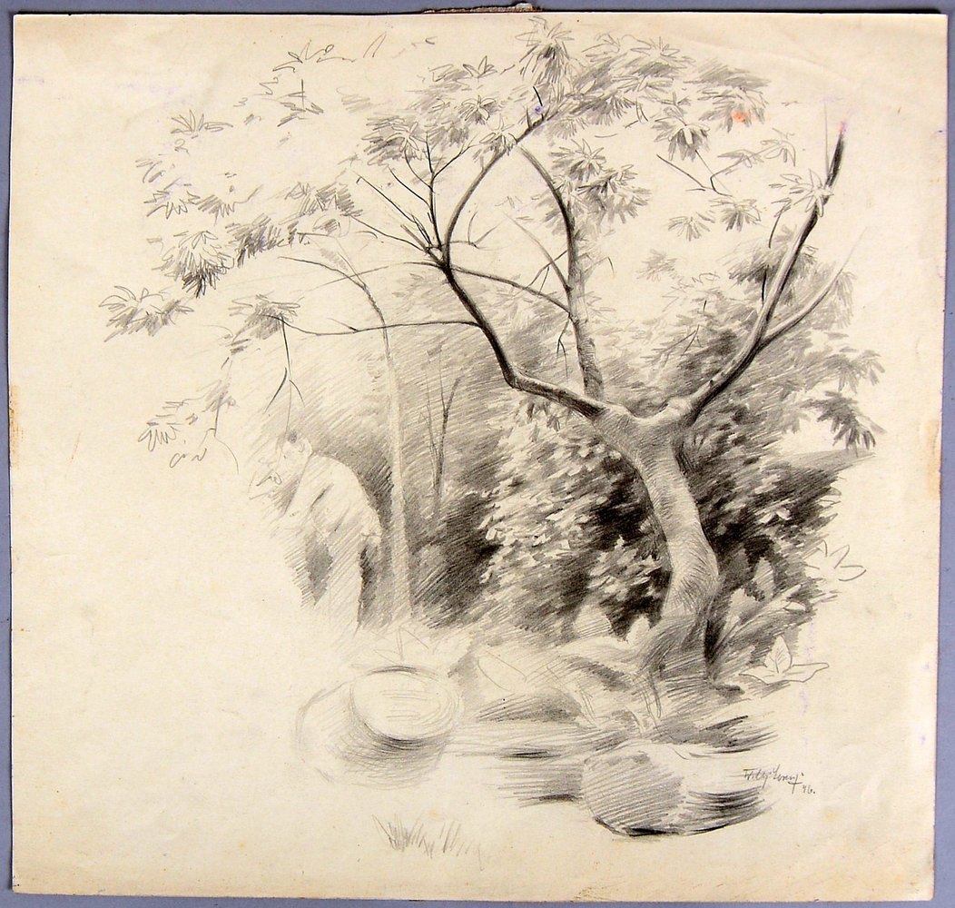 Lorenz, Willy (1901 - 1981 Köln), 'Waldidyll', Bleistiftzeichnung, signiert und datiert '1964'; Blat