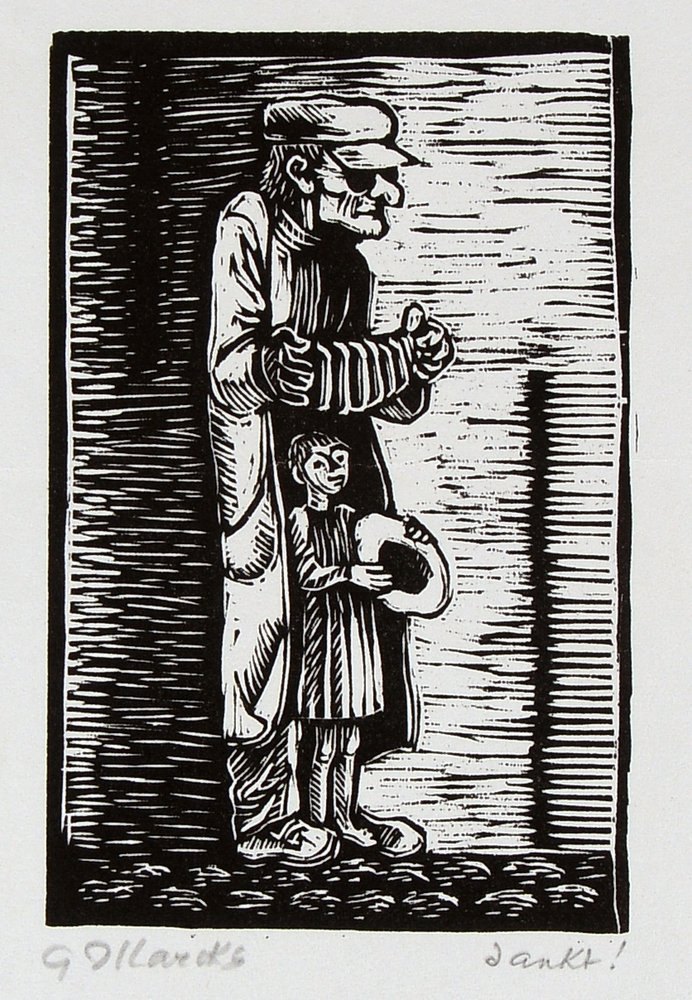 Marcks, Gerhard, 'Alter Mann mit Kind', Holzschnitt, handsigniert, in gutem Zustand