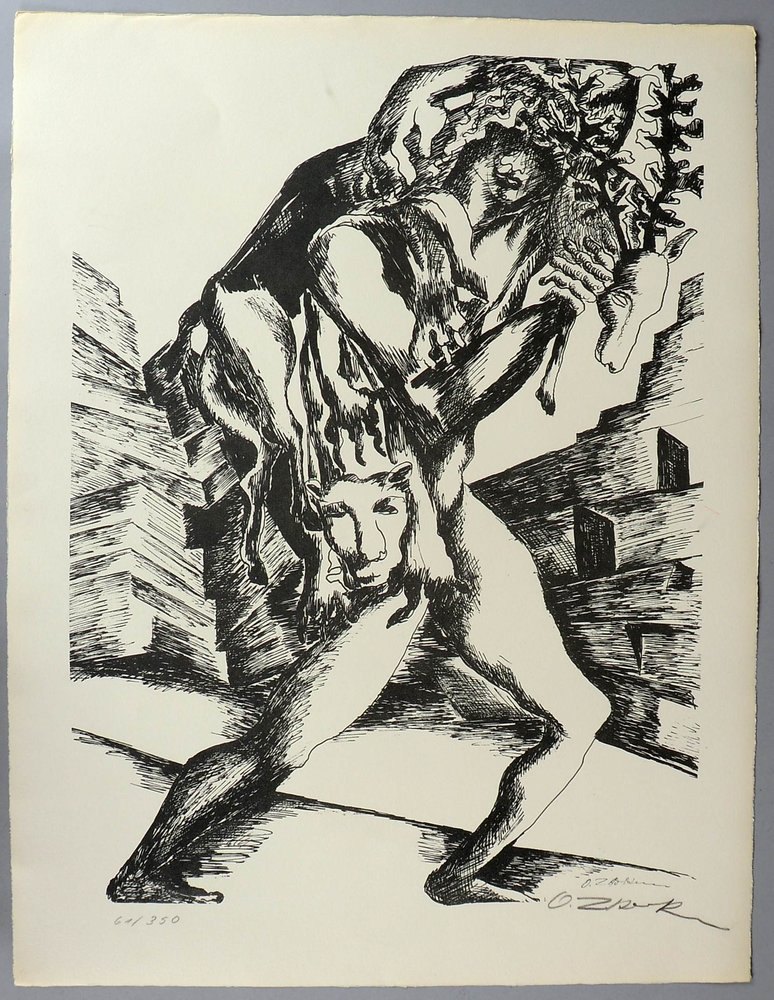 Zadkine, Ossip, 'Euripides - Die Arbeiten des Herakles', Lithogr./Bütten, handsign./dat. '1960'