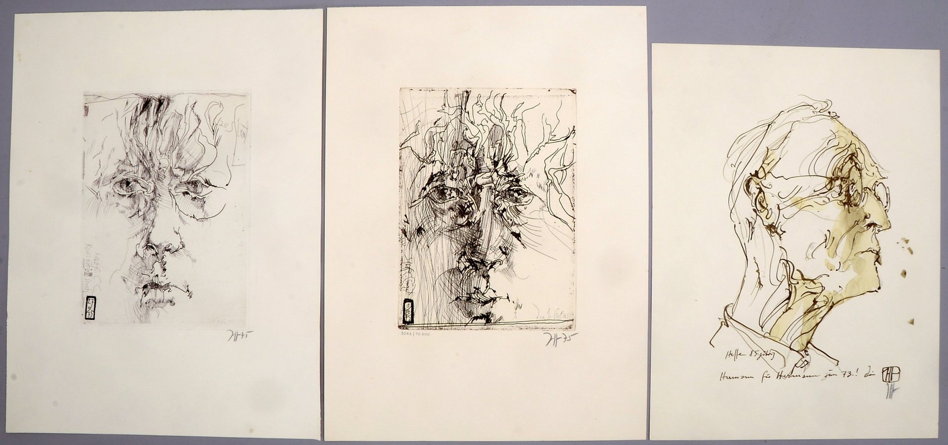 Janssen, Horst, kleines Werkkonvolut, 3 Grafiken, jeweils handsignier