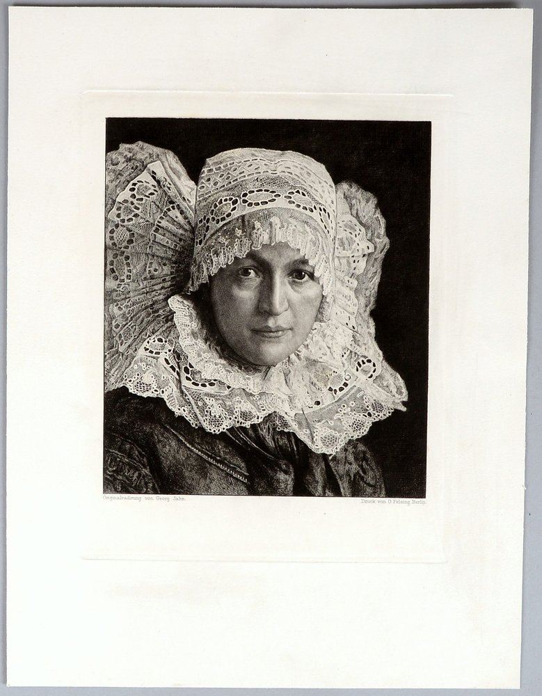 Jahn, Georg, 'Portrait einer Frau...', Radierung (um 1900), typografisch bez. - guter Zust.