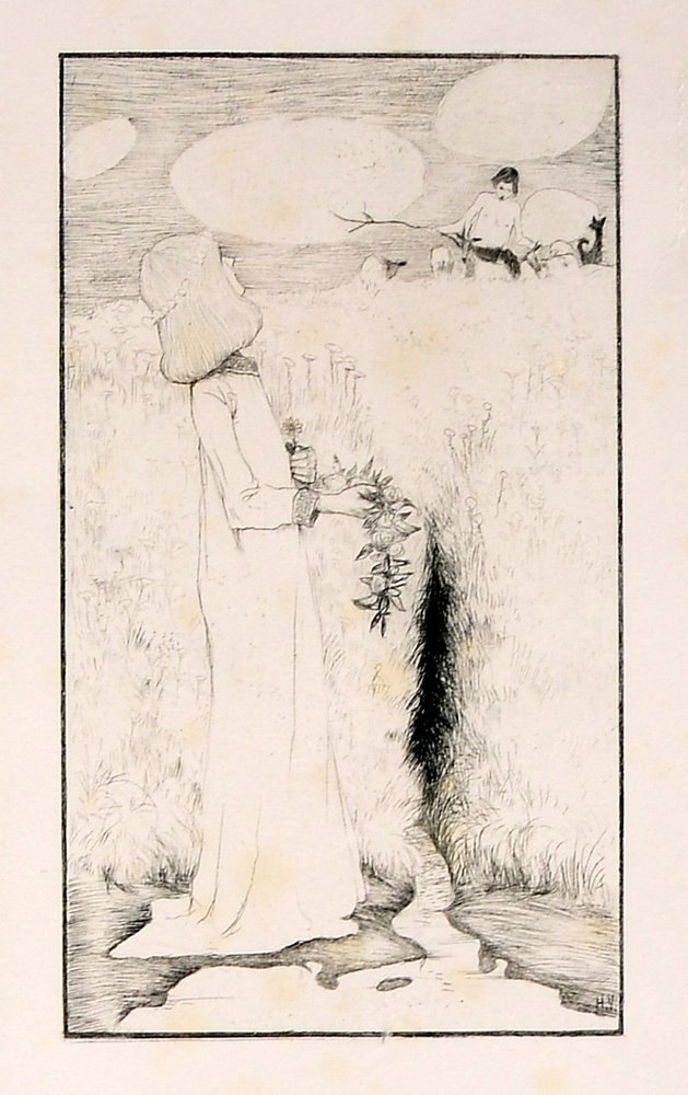 Vogeler, Heinr., 'Am Quell', Radierung, Aufl. unbekannt, dat. '1894' - guter Zust.