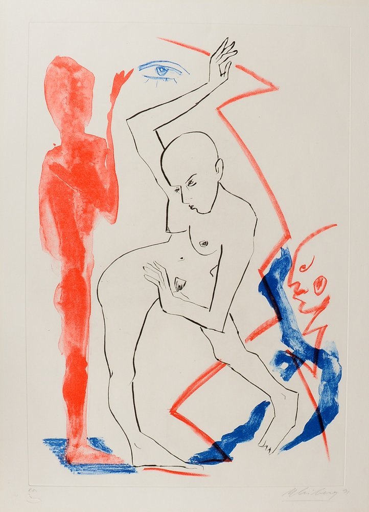 Leiberg, Helge, 'Tanzbild', Lithografie/Kaltnadelrad., seltenes Künstlerexempl., sign.