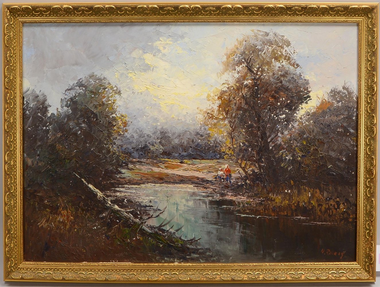 Rocker, W., 'Waldsee', Öl/Lw, unten rechts sign.; Rahmenmaße 57,5 x 77,5 cm