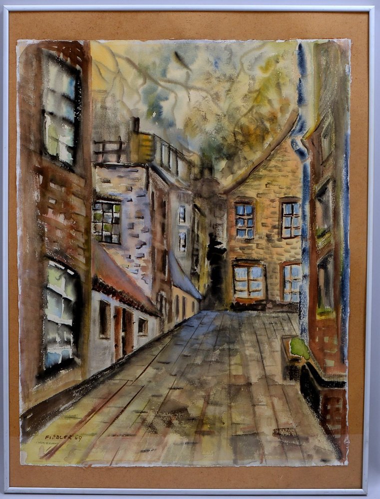 Fiedler(-?), 'Winkel im Schnoor', Aquarell, unten links sign./ dat. (19)'69', gerahmt