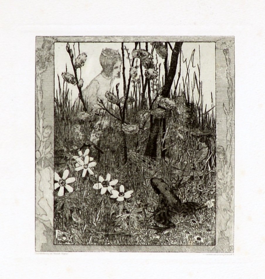 Vogeler, Heinrich, 'Froschbraut', Rad. auf Bütten, Aufl. 100 Exempl./Impressum, dat. '1899'