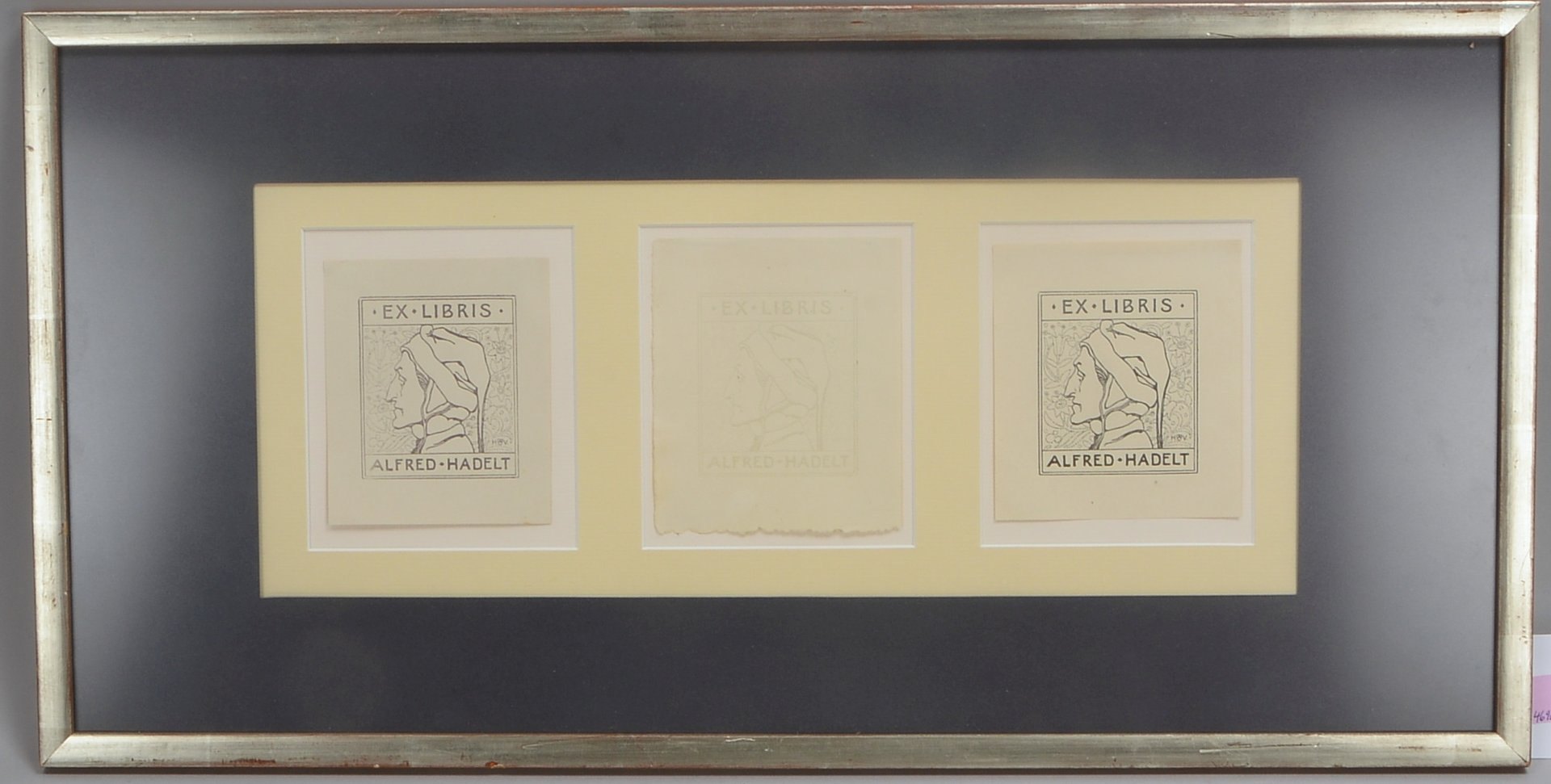 Vogeler, Heinr., 3x 'Exlibris Alfred Hadelt', Strichätzungen/untersch. (Platte von 1908)