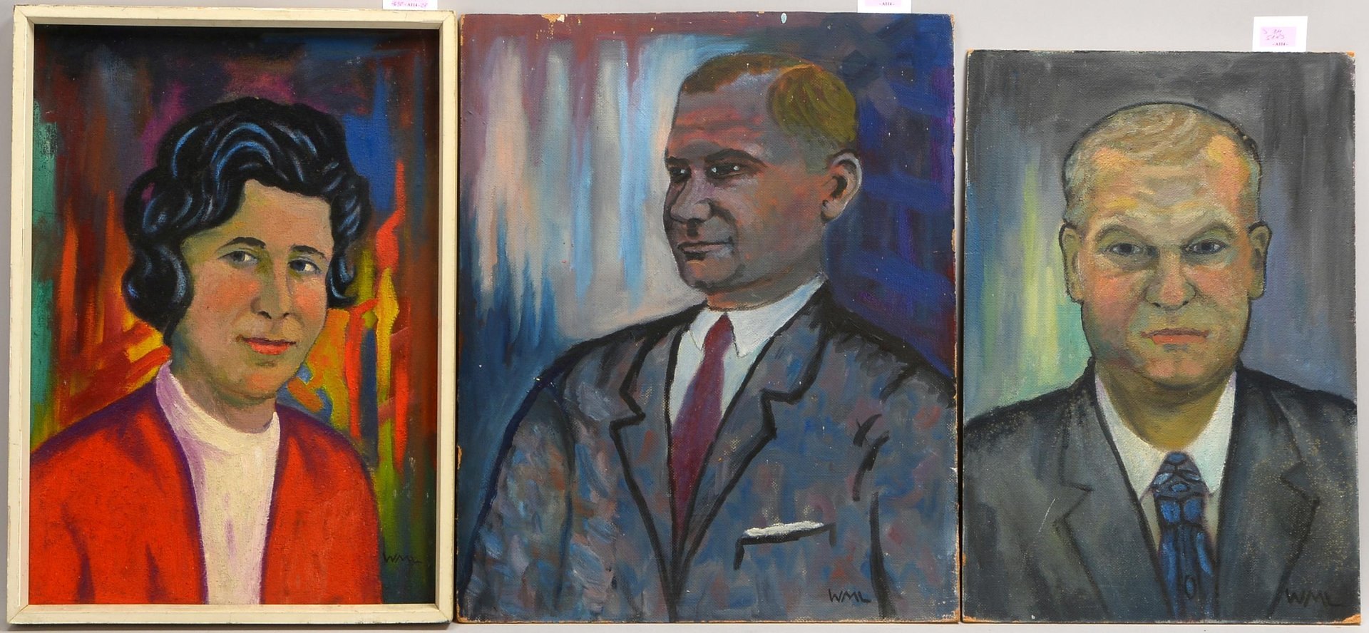 Mayerl, Willibald, 3 Gemälde/Portraits, Öl/Hartf., jeweils monogr., 2x bez., sign./datiert