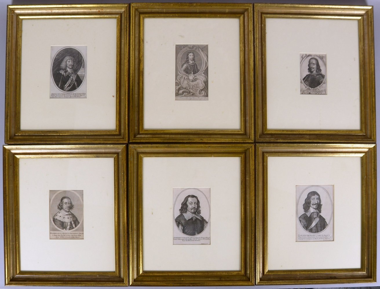 6 Faksimile-Drucke, 'Adligenportraits', unter PP hinter Glas; Maße 42,5 x 37,5 cm