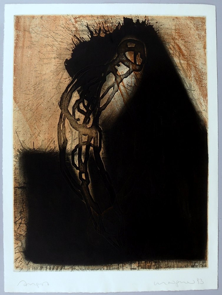 Morgner, Michael, 'Angst', Aquatinta-Rad. mit Prägung auf Bütten, handsign./dat. '1993'