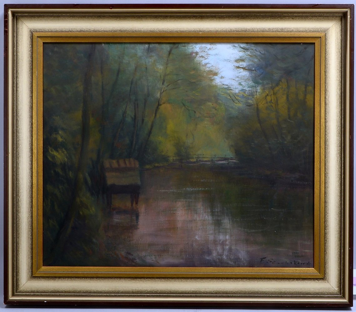 Szerbakow, Feodor, 'Fischerhuder Seenlandschaft', Öl auf Hartfaser/ger., sign.