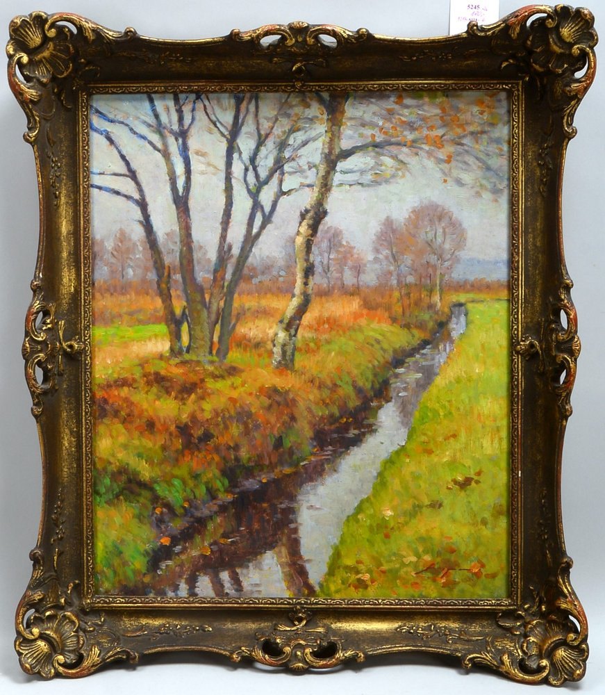 Wiegmann, Alfred, 'Herbstlandschaft mit Moorgraben', Öl auf Hartfaser/ger., unten re. sign.