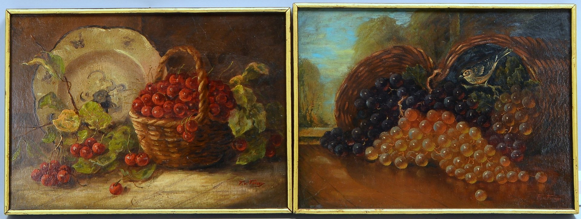 v. Fray, F., 2 Gemälde, 'Obststillleben', Öl auf Holz/ger.; Bildmaße 33 x 46 cm