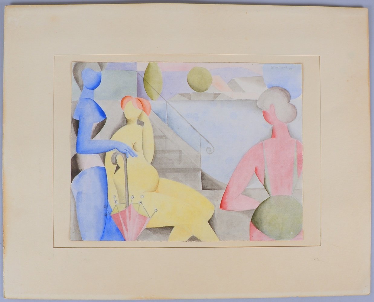 Stuckert, Rudolf, 'Badende', Aquarell, datiert '1950'; Blattmaße 24 x 31 cm