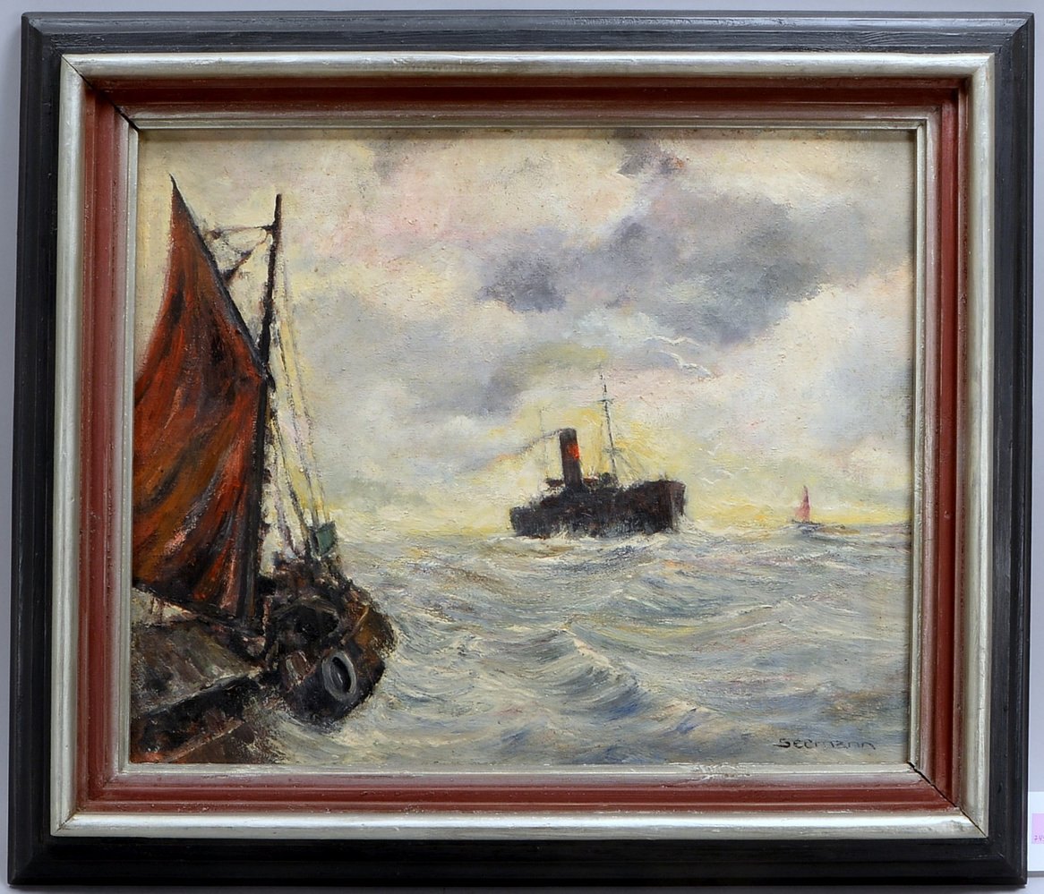 Seemann, Rudolf, 'Dampfer vor Fischkutter', Öl/Lw, unten rechts sign.