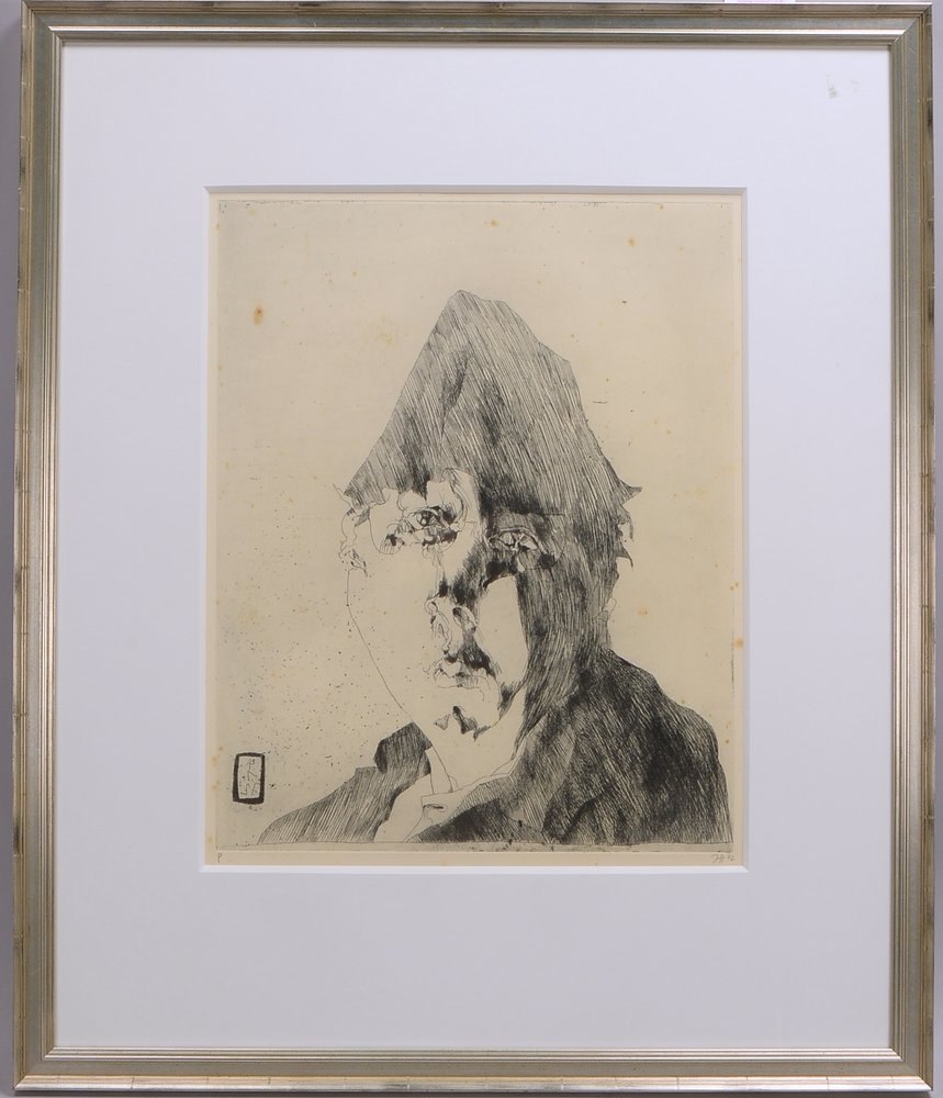 Janssen, Hors, 'Selbstportrait', Rad., monogr./dat. (19)'72', unter PP hinter Glas ger.