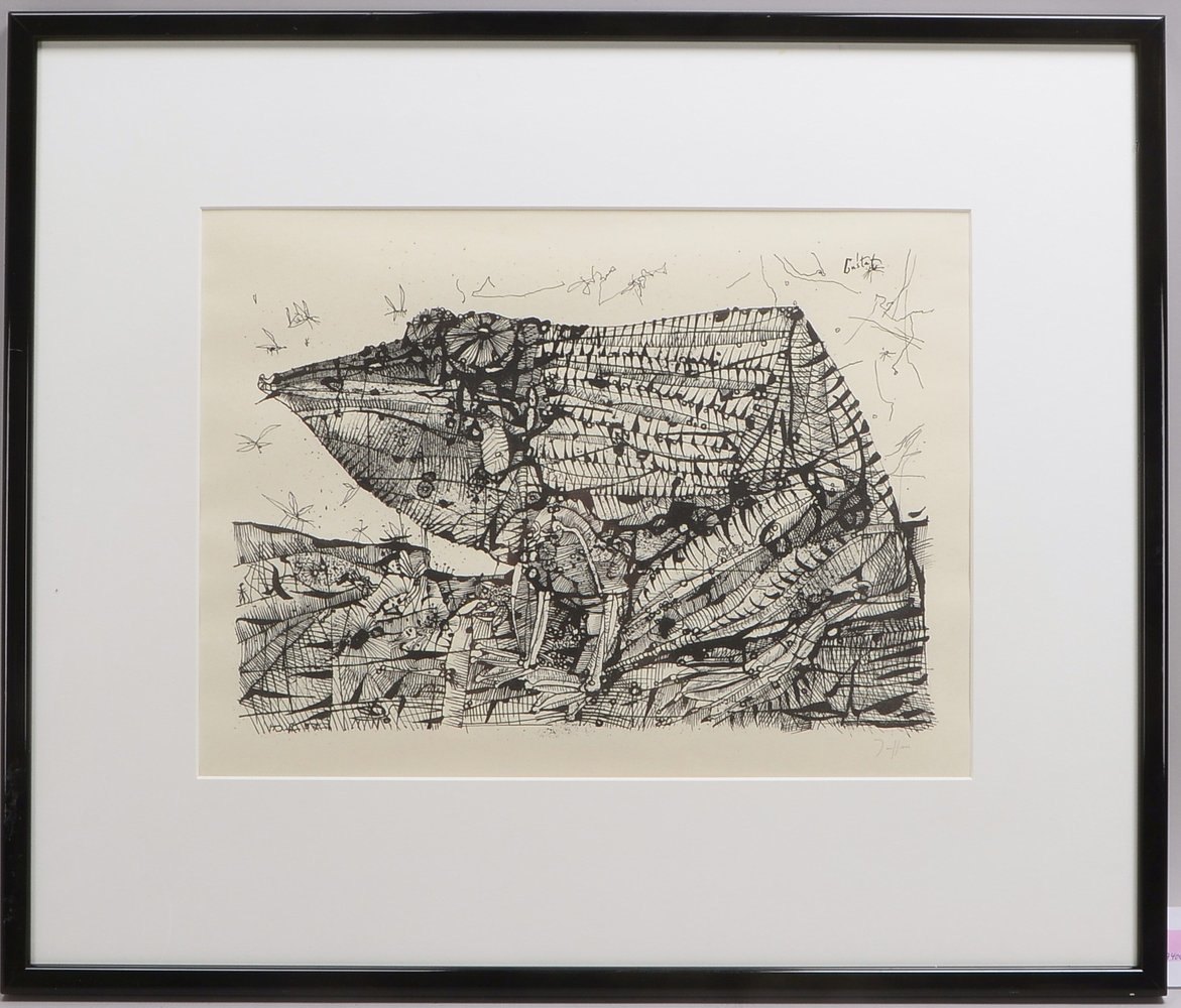 Janssen, Horst, 'Kroete Gustav', Lithografie, sign., unter PP hinter Glas ger.