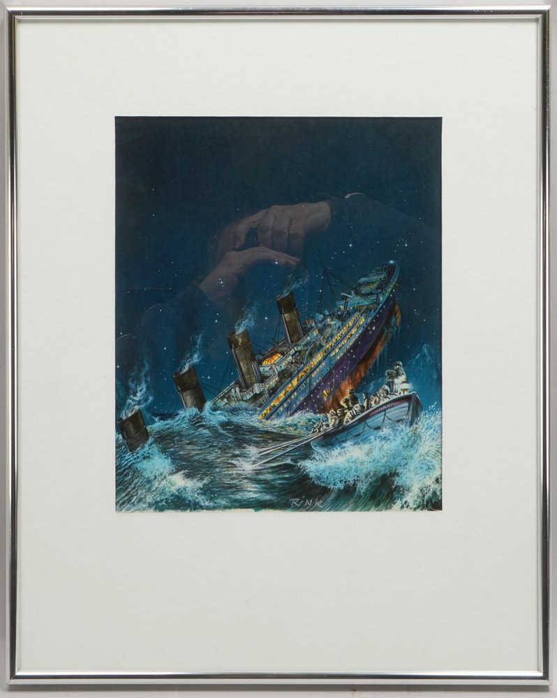 Rink, Hanno, 'Titanic' - Buchillustr., Mischtechnik/Papier, sign. unter PP hinter Glas