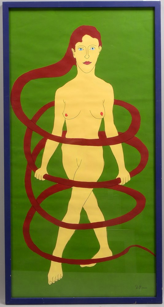 Dott, Sergej A., 'Weibl. Akt in Spirale', Zeichnung/Mischtechnik, sign./dat. '2000'