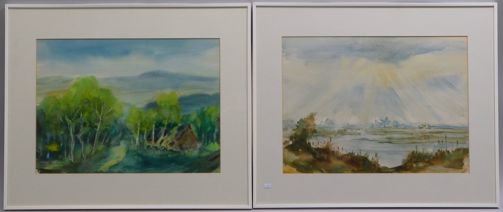 Leonhardt, Gottfried, 2 Aquarelle, 'Landschaften', jew. sign./dat., unter PP ger.