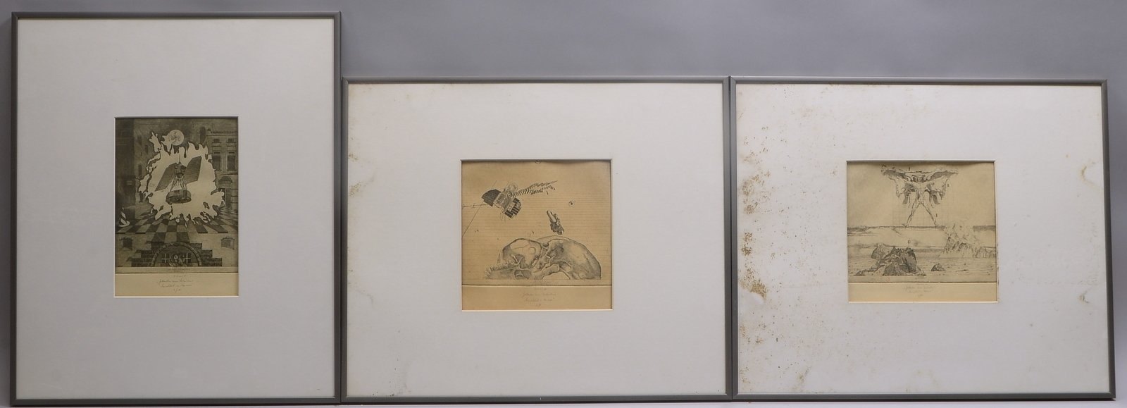 Emig, Michael, 3 Radierungen, bleisign., dat./bet., unter PP; Maße/Ausschn.: 28 x 19 cm
