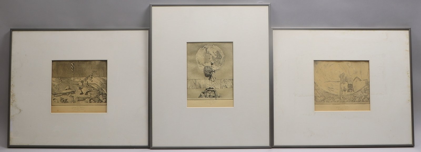 Emig, Michael, 3 Radierungen, bleisign., dat./bet., unter PP; Maße/Ausschn.: 28 x 25 cm