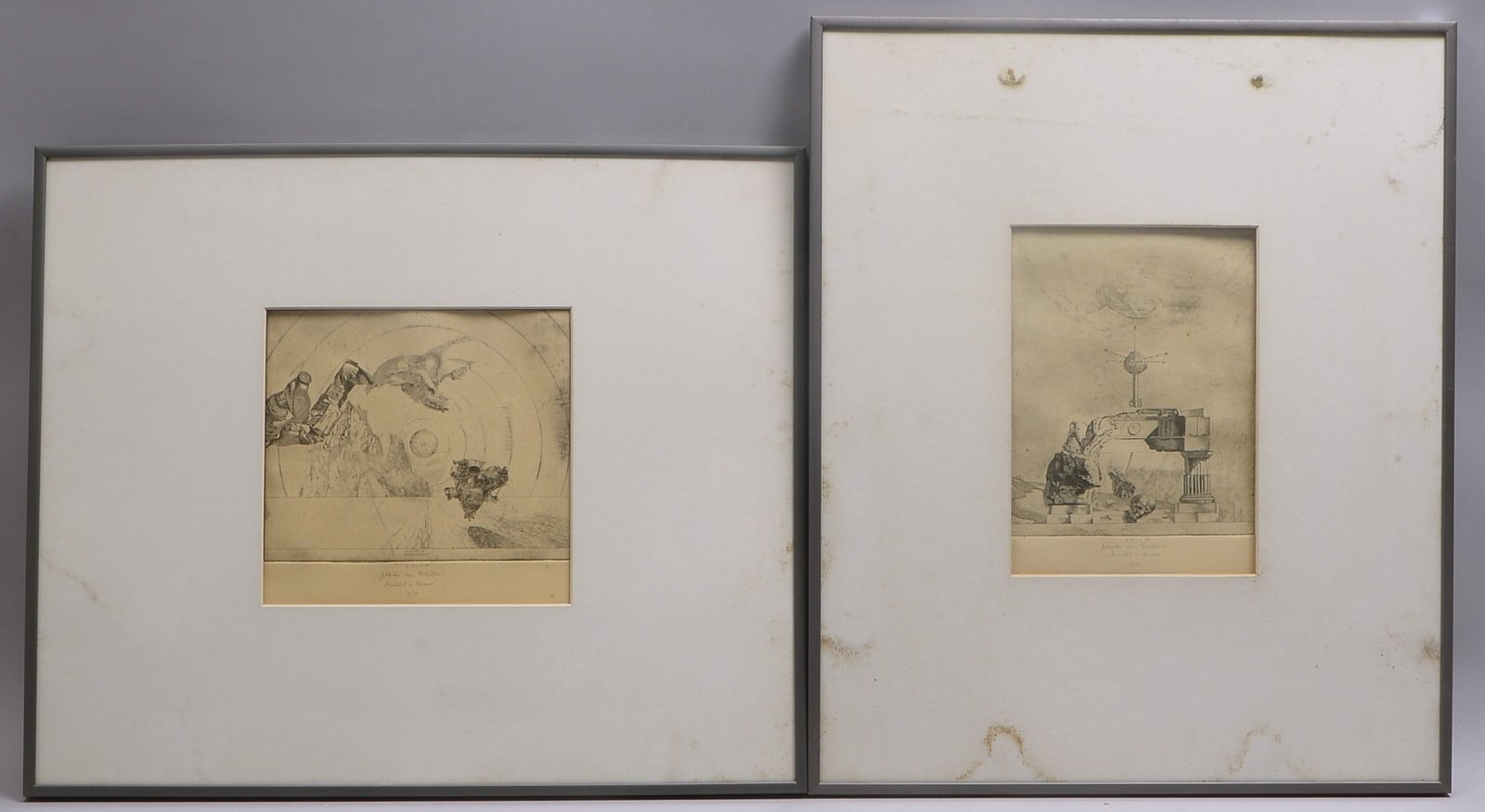 Emig, Michael, 2 Radierungen, bleisign., dat./bet., unter PP; Maße/Ausschn.: 28 x 19 cm