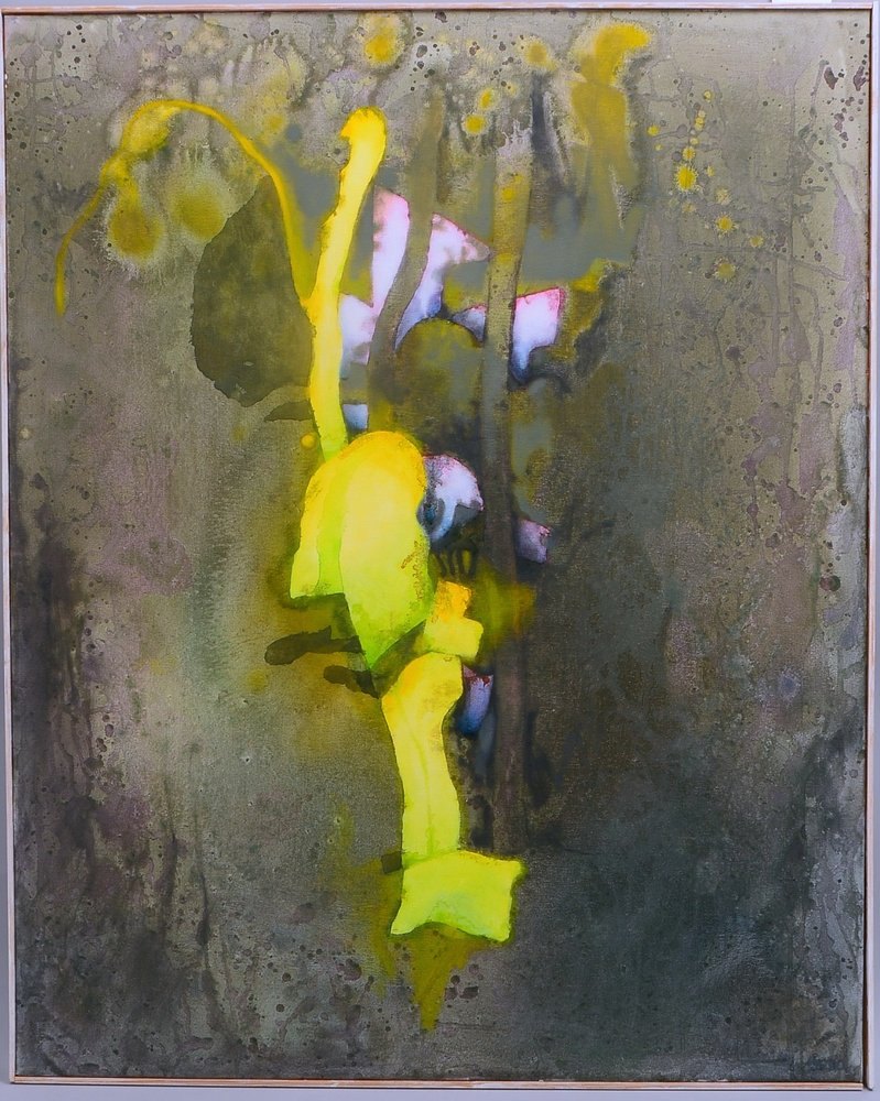 Petersen, Jens, 'Gelb/Violett - gestaffelt', Öl/Lw; Maße 100 x 80 cm