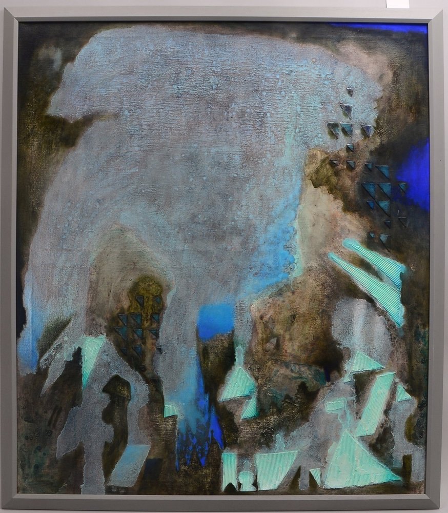 Petersen, Jens, 'Bremen - Nachtlicht', Öl/Lw, verso sign./betitelt; Maße 115 x 100 cm