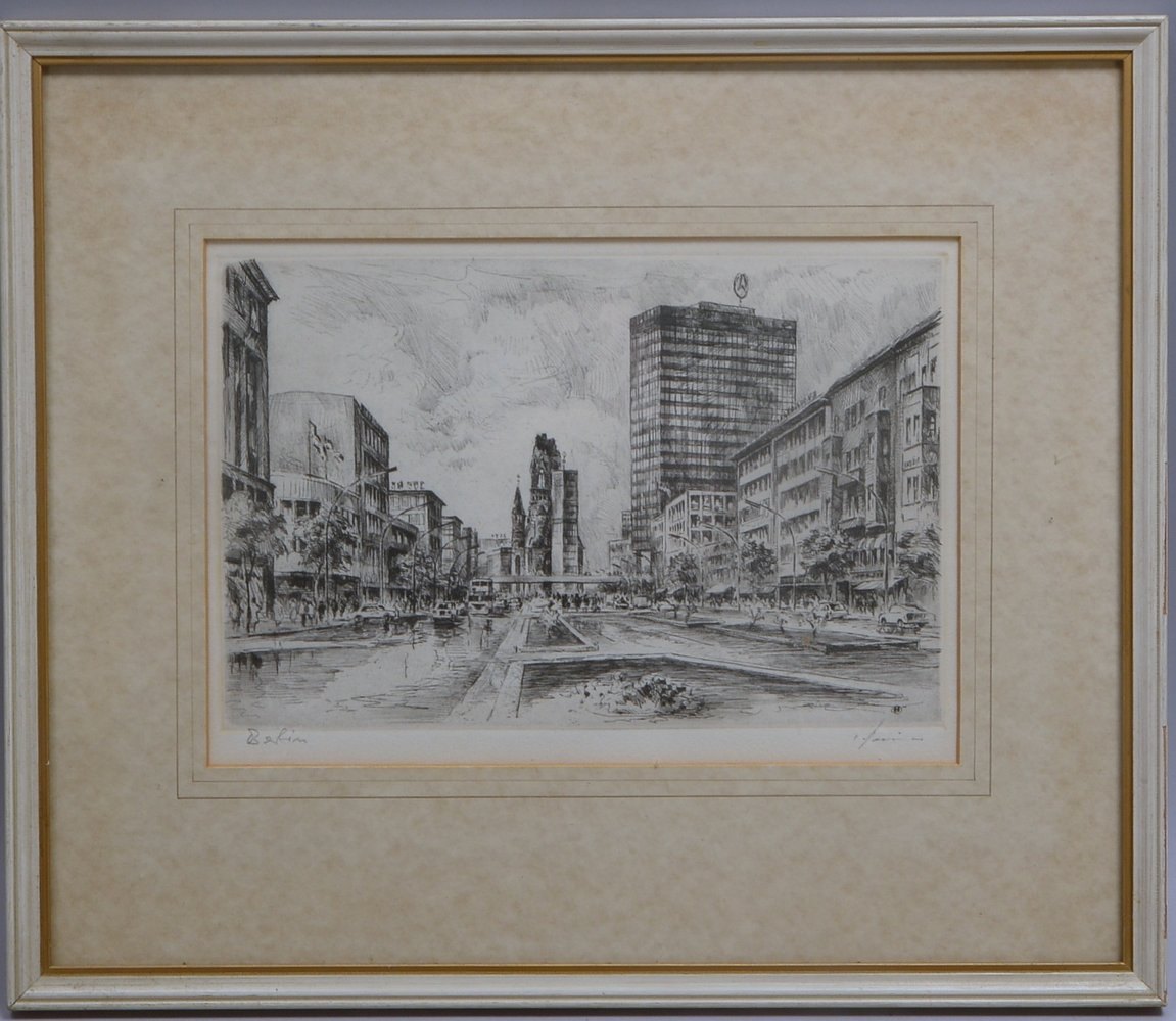 Radierung, 'Berlin', bleisigniert, unter Passepartout gerahmt; Rahmenmaße 39 x 46 cm