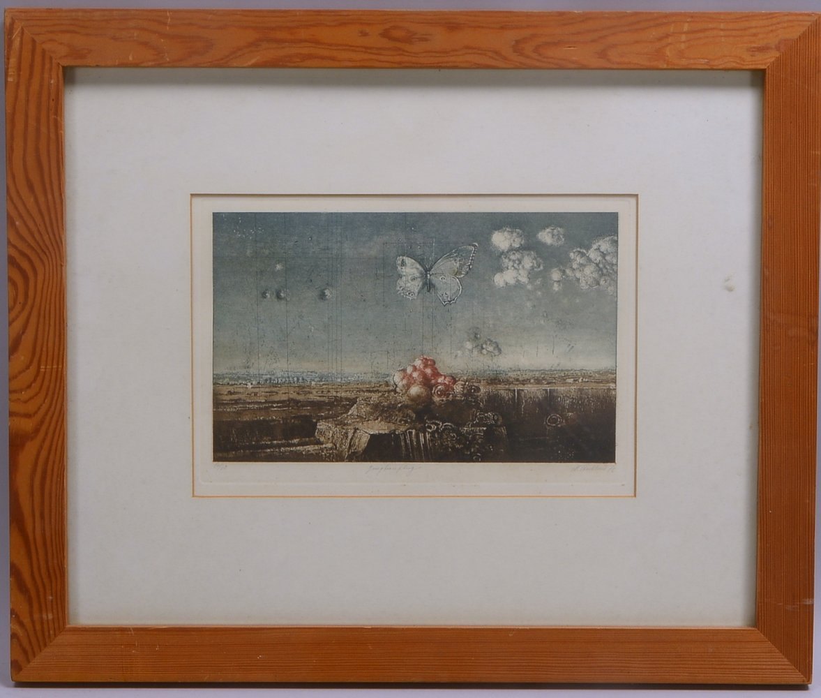 Farblithografie, 'Jungfernflug', Aufl.. '14/30', bleisigniert, unter PP hinter Glas