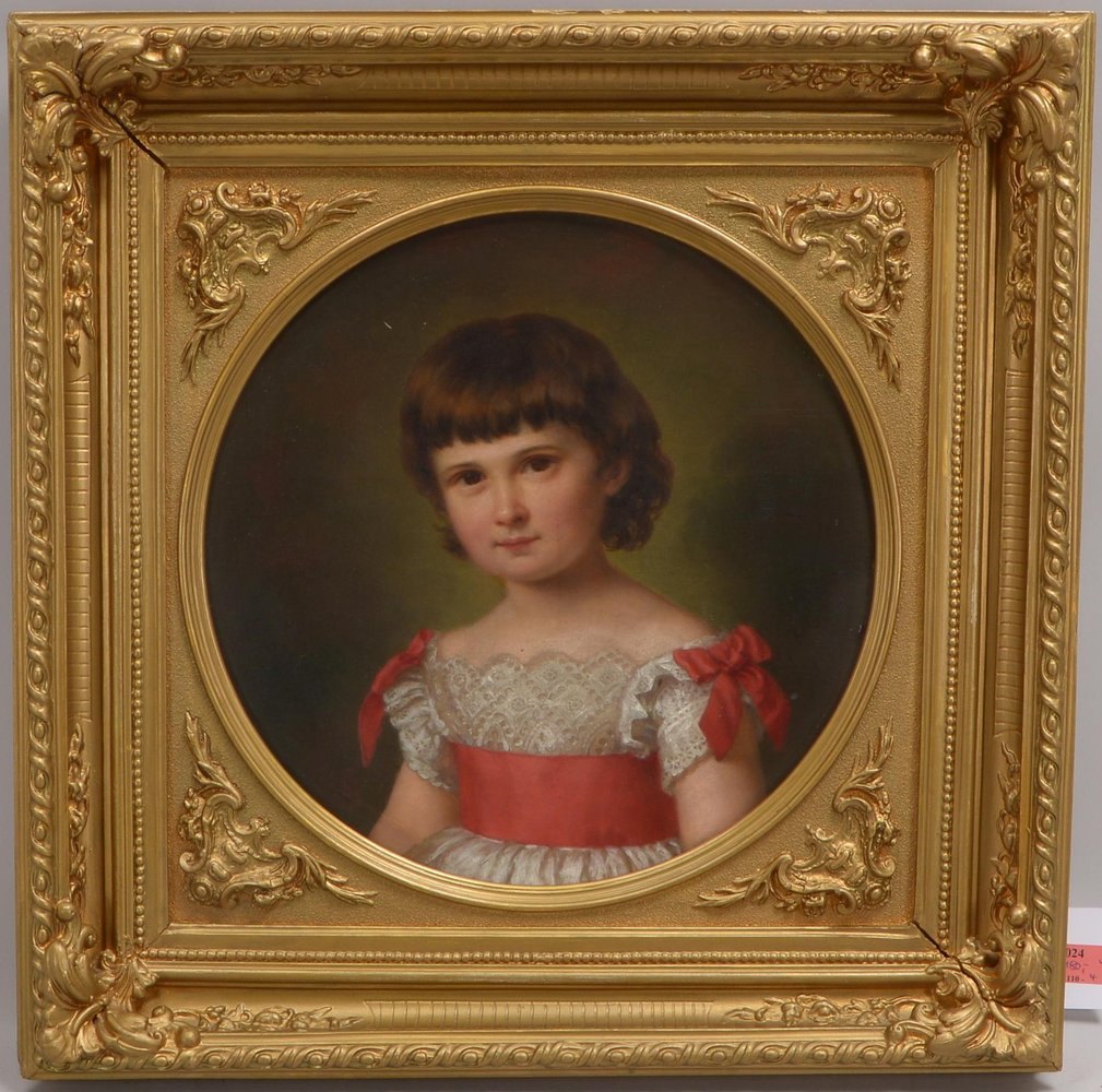 Paul, Heinrich, Biedemeier-Portrait, 'Mädchen', Öl/Lw, ovaler Ausschnitt