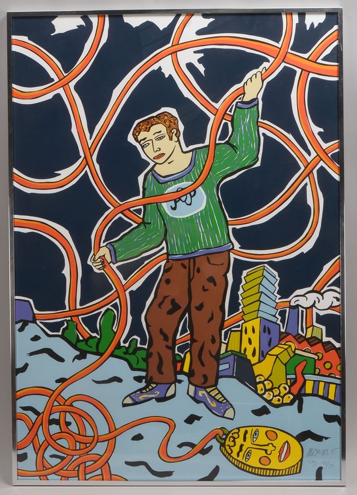 Götze, Moritz , 'Das rote Band', Farbserigrafie, '32/50', sign./dat. '2002', hinter Glas ger.