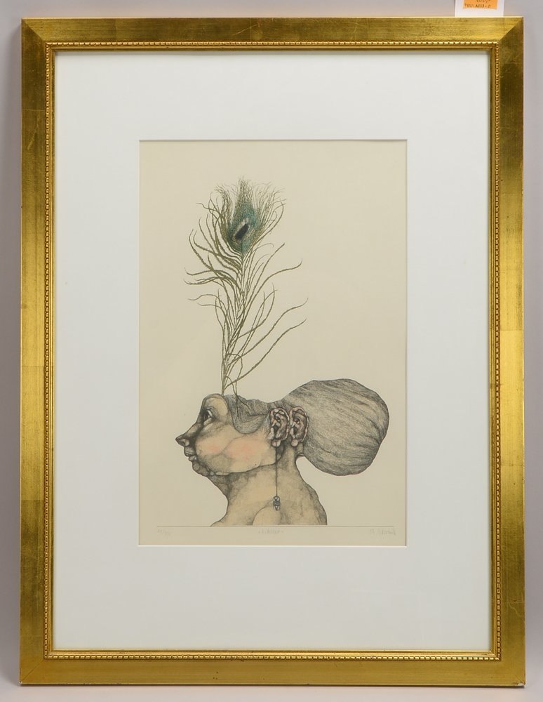 Schwarz, Reiner, 'Eitelkeit', Farblithografie, '47/100', sign./bet., unter PP hinter Glas ger.