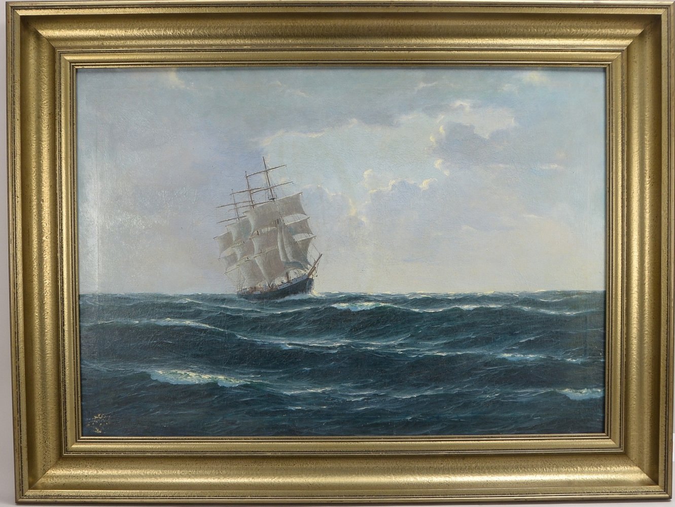 Schlichting, Waldemar, 'Dreimaster auf See', Öl/Lw, unten li. sign.; Rahmenmaße 92,5 x 122,5 cm