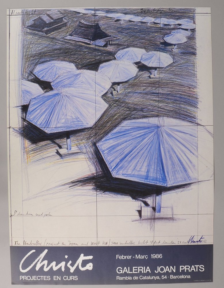 Christo-Ausstellungsplakat, 'Feb. - March 1986, Barcelona', handsign.; Maße ca. 76 x 55 cm