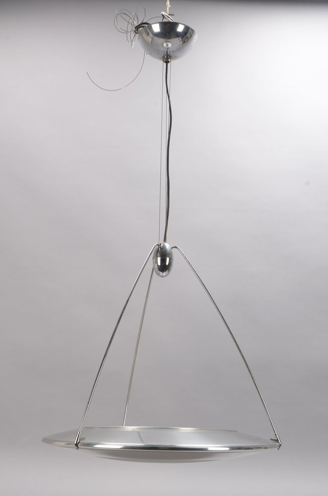 Arteluce-Deckenlampe (1990er J.), 'Mira 5', 1-fl., Metall/satin. Glas, Entw. E. Didone