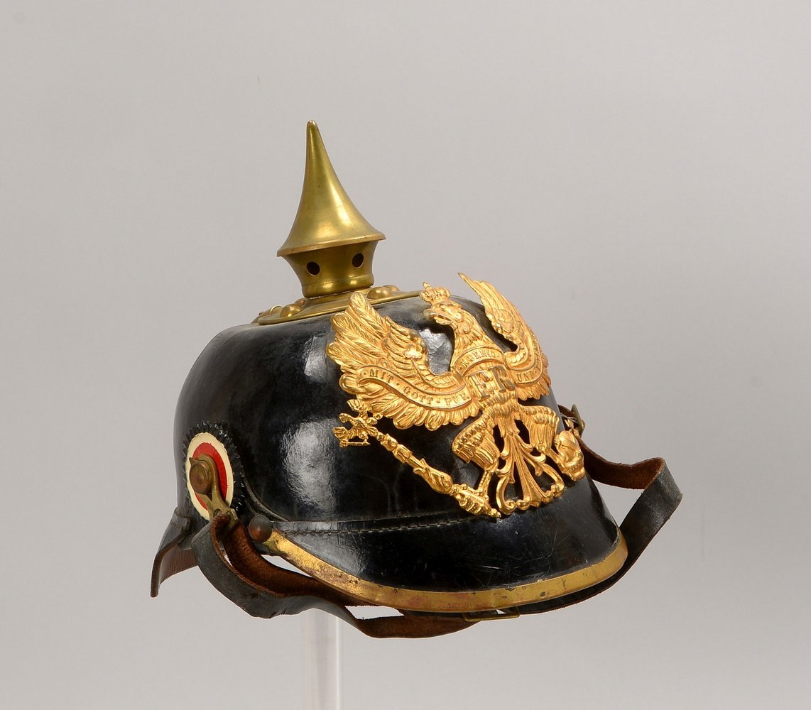 Pickelhaube (Preußen), Mannschaften-Infant., kompl. mit Tombak-Beschlägen
