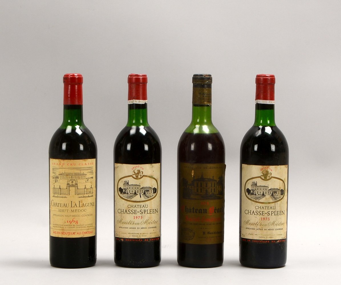 Rotweine, 4 Fl.: 2x Chât. Chasse-Spleen, 1x Chât. La Lagune, 1x Chât. Béard St.-Émilion
