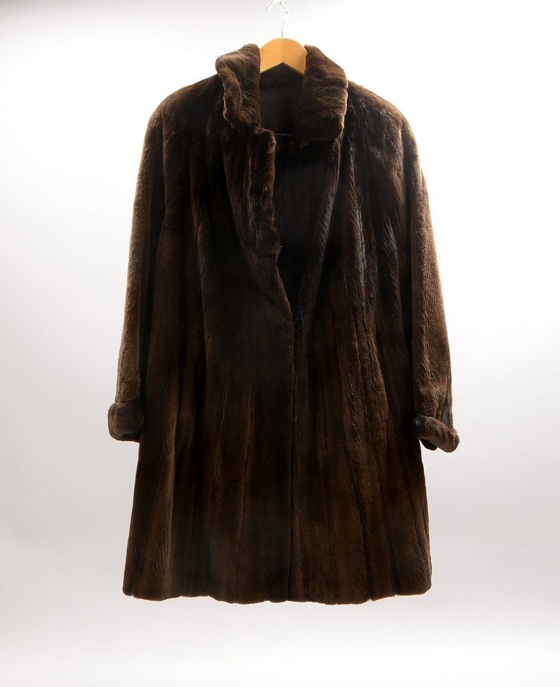 Damen-Pelzmantel/Kurzmantel, brauner Nerz, geschoren, gepfl. Tragezust.; Größe ca. 38