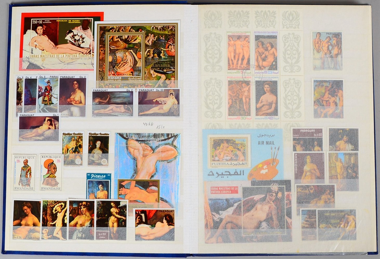 Briefmarken: 'Alle Welt' ('Weibliche Akte' - ungestempelt), im Steckalbum ges.