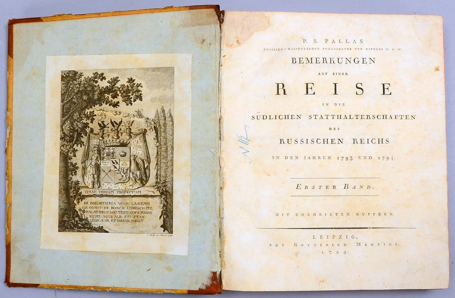 Pallas, P.S., 'Reise in südl. Statthaltersch. des russ. Reichs', 1. Bd., mit kol. Kupfern