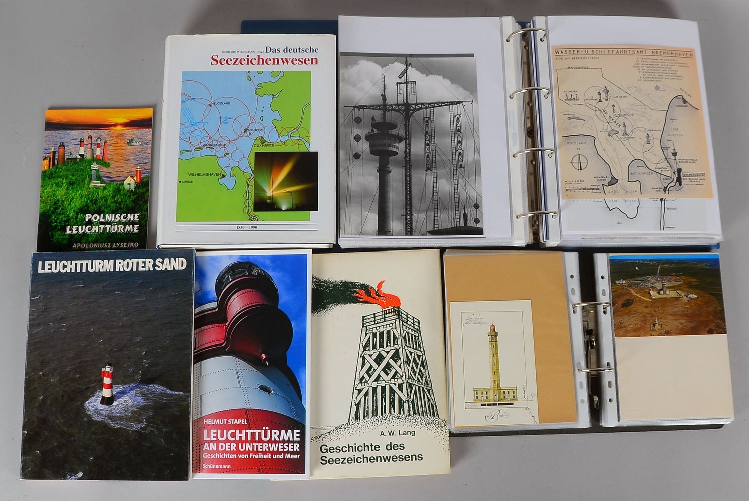 Maritimes Konvolut, 'Leuchtturm/-feuer und Seezeichen': Lit., Dokumentation, Ansichtsk.