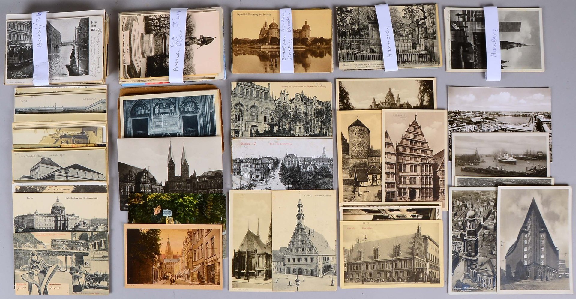 Postkarten, alt, versch. 'Städteansichten' ('Bremen', 'Berlin', 'Potsdam', 'Danzig', u.a.)