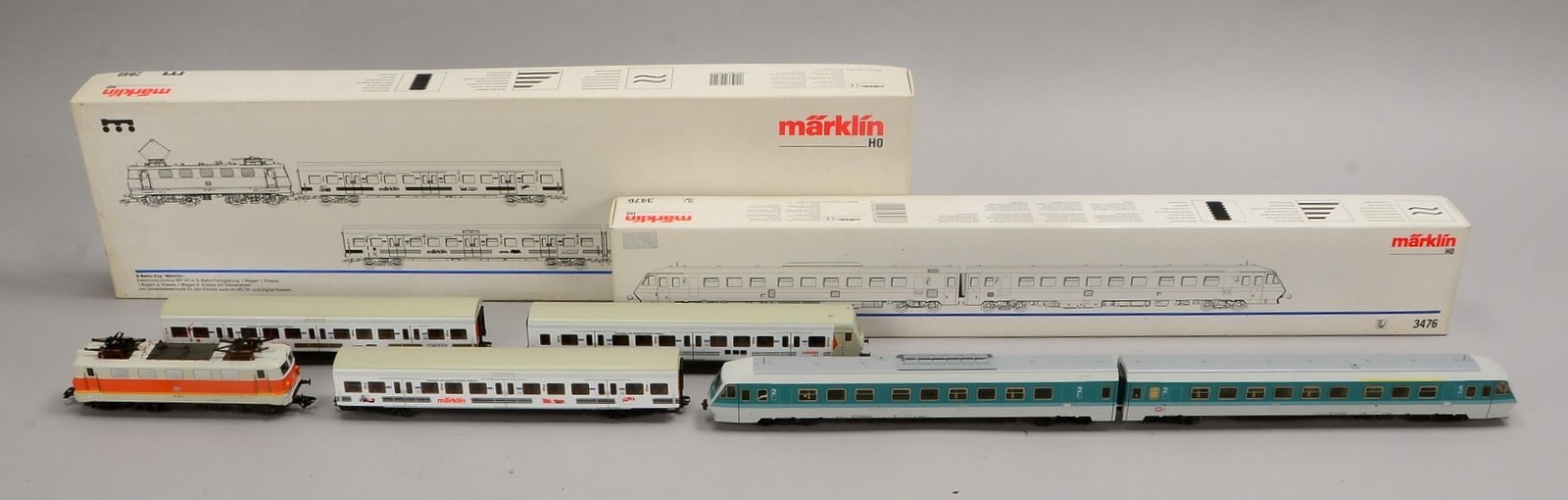 Märklin 'H0', 2 Sets: '2849 S-Bahn-Zug', mit 'E-Lok BR141', '3476 Diesel-Triebw.-Zug'