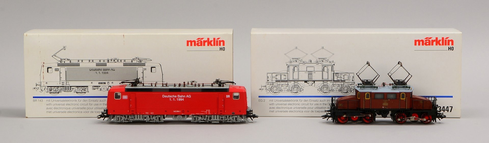 Märklin 'H0', 2 E-Loks: '3447', und '83443', in original Verpackung - geprüft